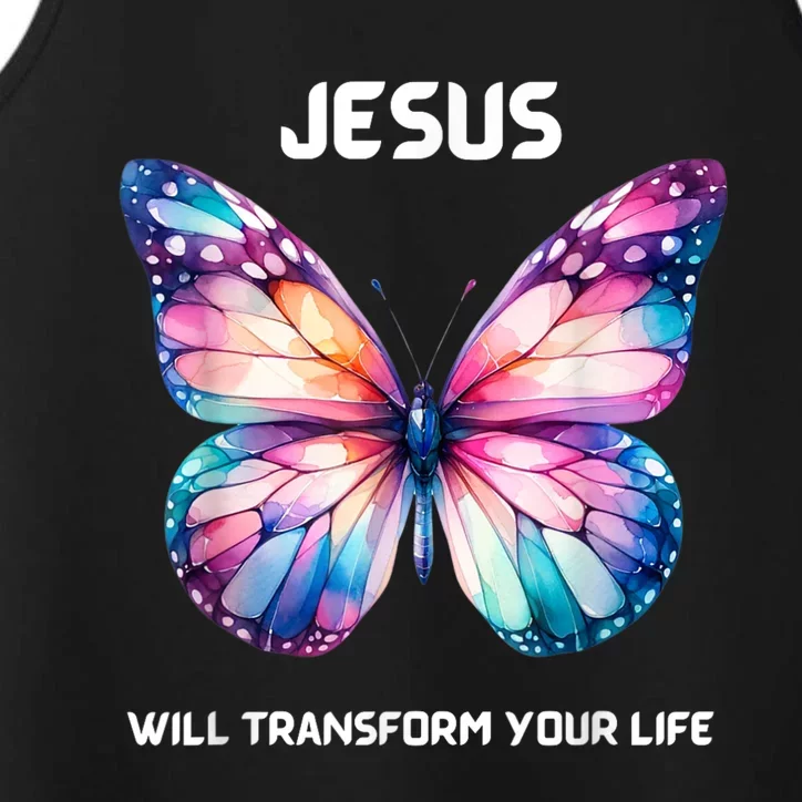 Jesus Christian Butterfly Meaningful Transformation Performance Tank