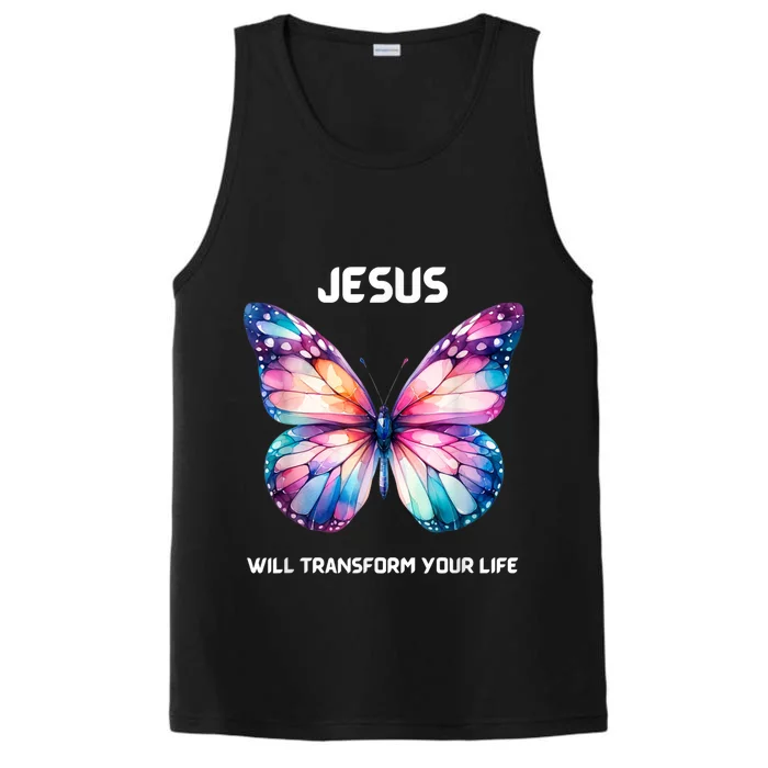 Jesus Christian Butterfly Meaningful Transformation Performance Tank