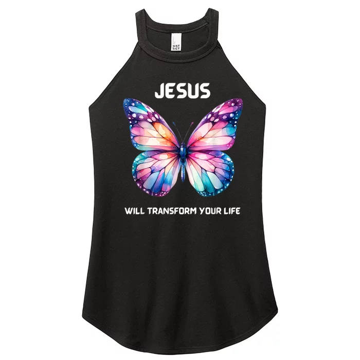 Jesus Christian Butterfly Meaningful Transformation Women’s Perfect Tri Rocker Tank