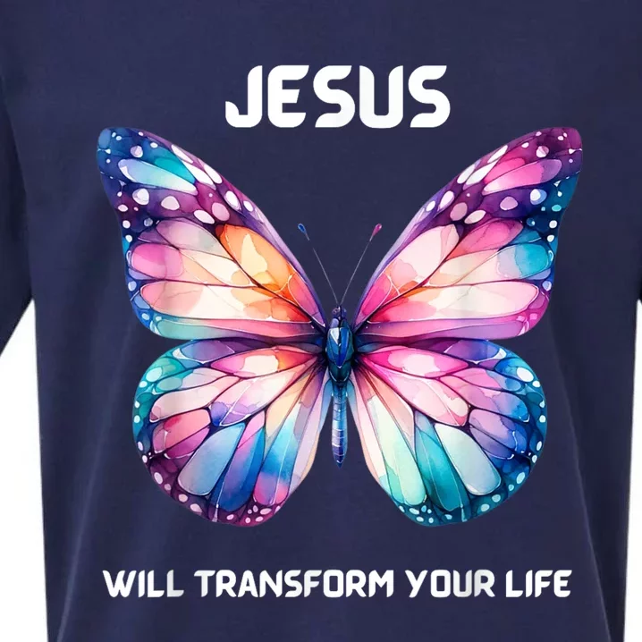 Jesus Christian Butterfly Meaningful Transformation Sueded Cloud Jersey T-Shirt