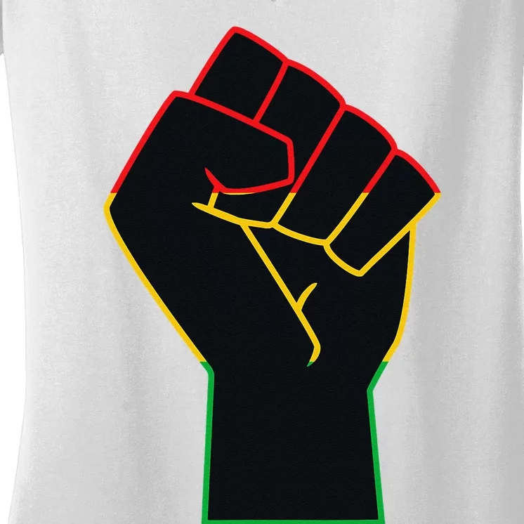 Juneteenth Celebrates Black African American Freedom Fist Women's V-Neck T-Shirt