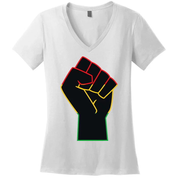 Juneteenth Celebrates Black African American Freedom Fist Women's V-Neck T-Shirt