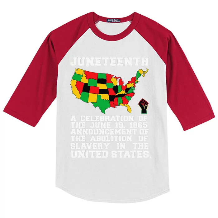 Juneteenth Celebrates Black African American Freedom History Kids Colorblock Raglan Jersey