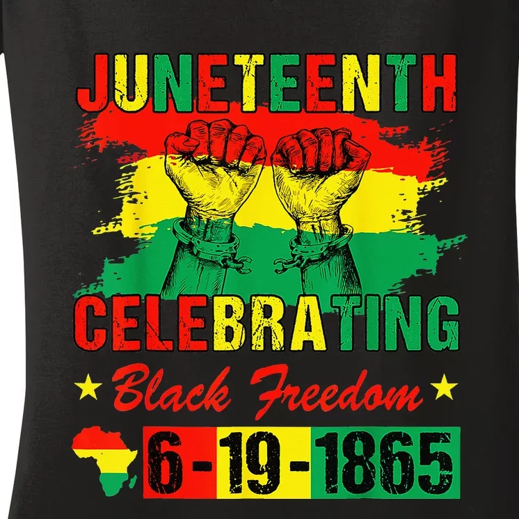 Juneteenth Celebrating Black Freedom 1865 African American Women's V-Neck T-Shirt