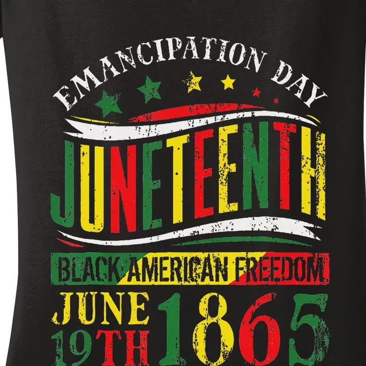 Juneteenth Celebrating Black Freedom 1865 Women's V-Neck T-Shirt