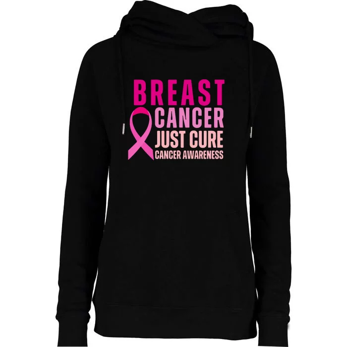 Just Cure Breast Cancer Awareness Gifts Womens Funnel Neck Pullover Hood