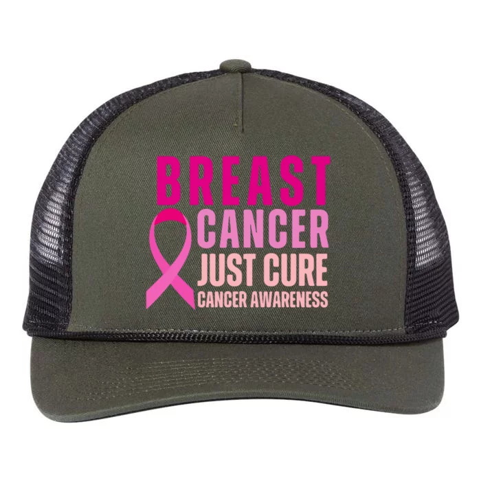 Just Cure Breast Cancer Awareness Gifts Retro Rope Trucker Hat Cap