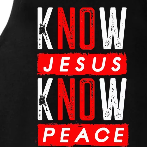 Jesus Christian Bible Verse Scripture Know Jesus Know Peace Ladies Tri-Blend Wicking Tank