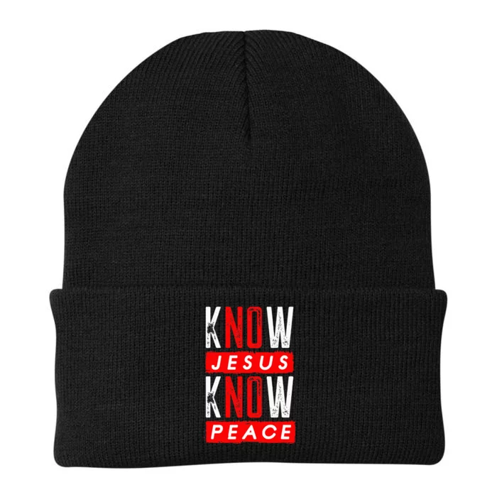 Jesus Christian Bible Verse Scripture Know Jesus Know Peace Knit Cap Winter Beanie