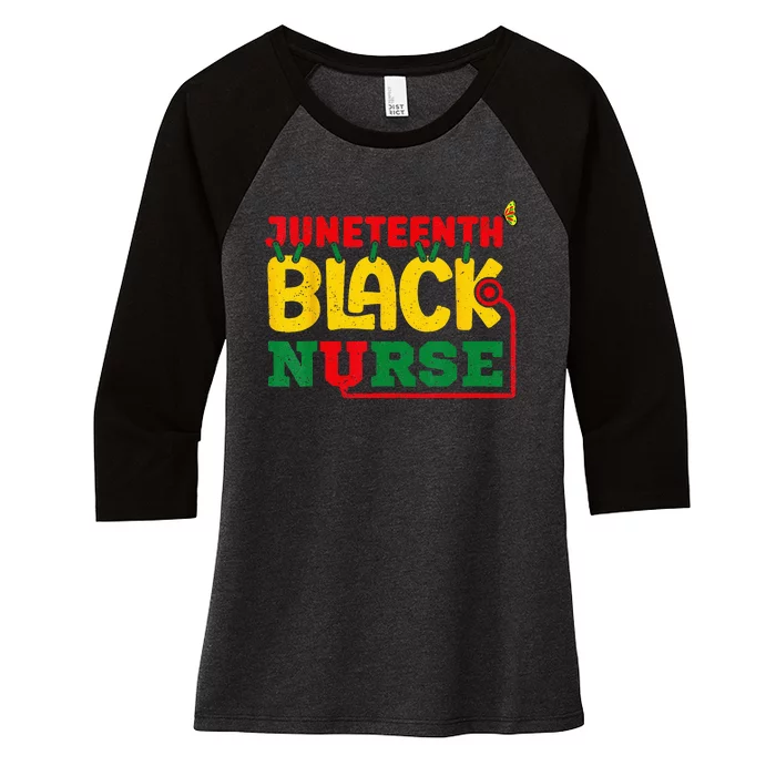 Juneteenth Celebrate Black Nurse Women's Tri-Blend 3/4-Sleeve Raglan Shirt