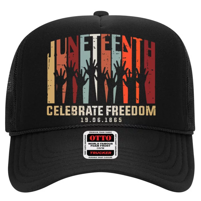 Juneteenth Celebrating Black Freedom, Black History High Crown Mesh Trucker Hat