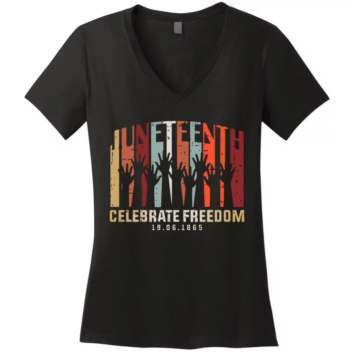 Juneteenth Celebrating Black Freedom, Black History Women's V-Neck T-Shirt