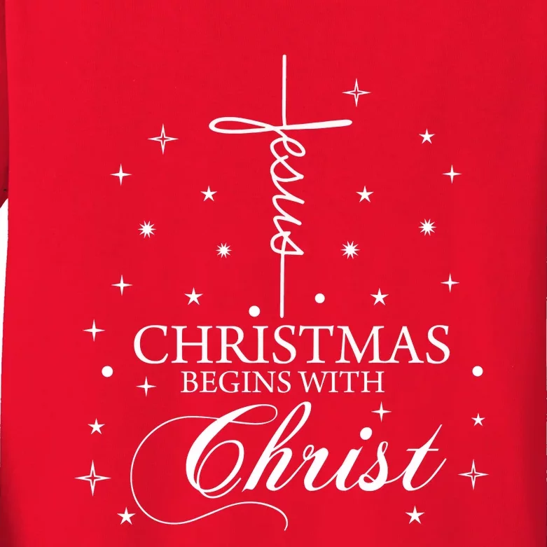 Jesus Christmas Begins With Christ Kids Long Sleeve Shirt