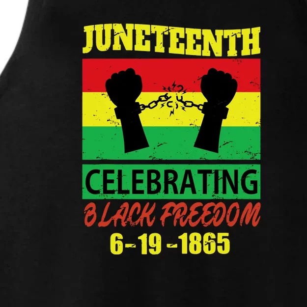 Juneteenth Celebrating Black Freedom 1865 Flag Ladies Tri-Blend Wicking Tank