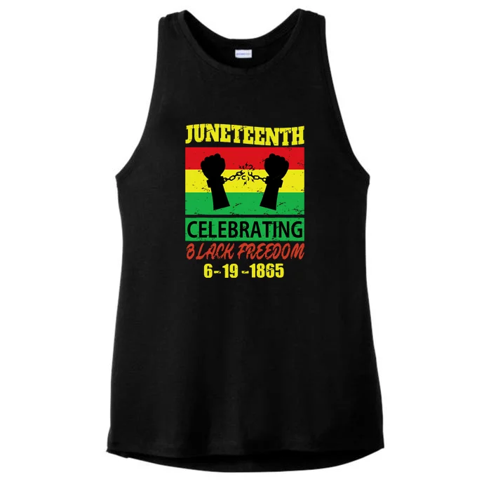 Juneteenth Celebrating Black Freedom 1865 Flag Ladies Tri-Blend Wicking Tank