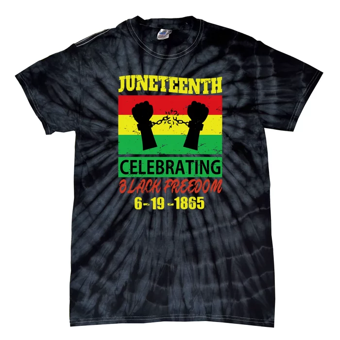 Juneteenth Celebrating Black Freedom 1865 Flag Tie-Dye T-Shirt