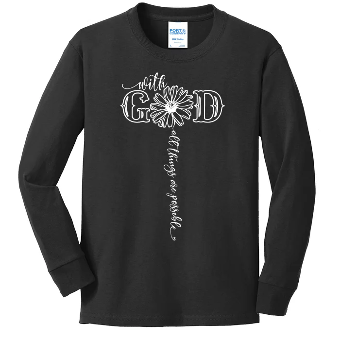 Jesus Christ Bible Verseall Things Are Possible Kids Long Sleeve Shirt