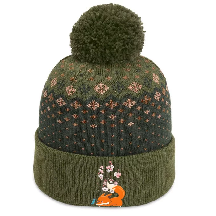 Japanese Cherry Blossom Flower Sakura Kawaii Fox The Baniff Cuffed Pom Beanie