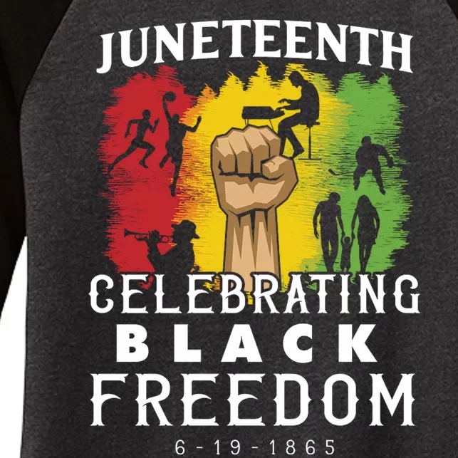 Juneteenth Celebrating Black Freedom 1865 Women's Tri-Blend 3/4-Sleeve Raglan Shirt