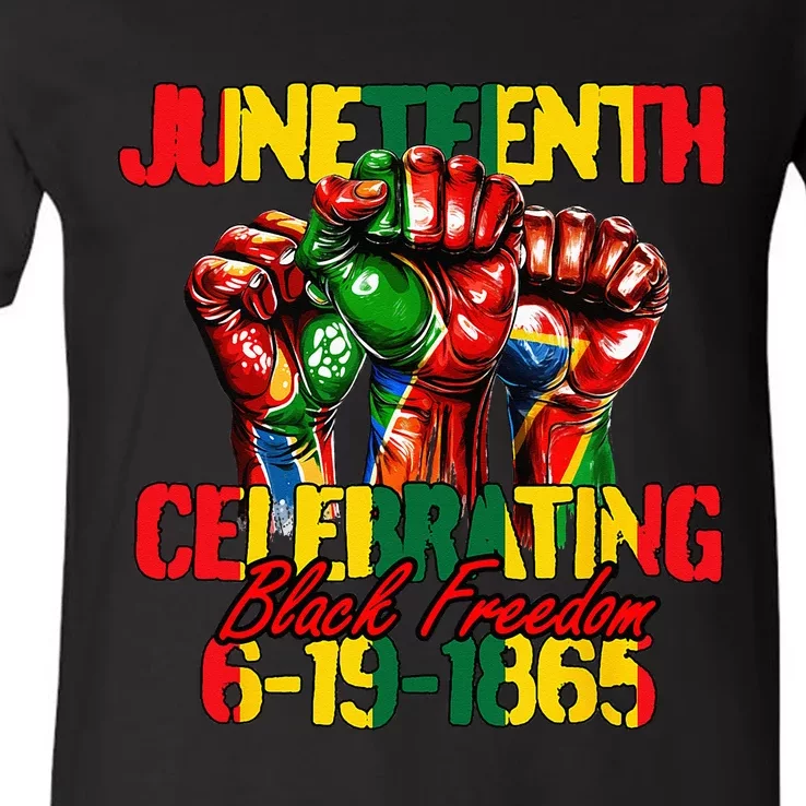 Juneteenth Celebrating Black Freedom 1865 African American V-Neck T-Shirt