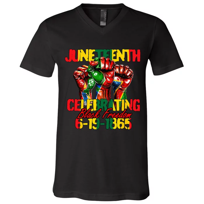 Juneteenth Celebrating Black Freedom 1865 African American V-Neck T-Shirt