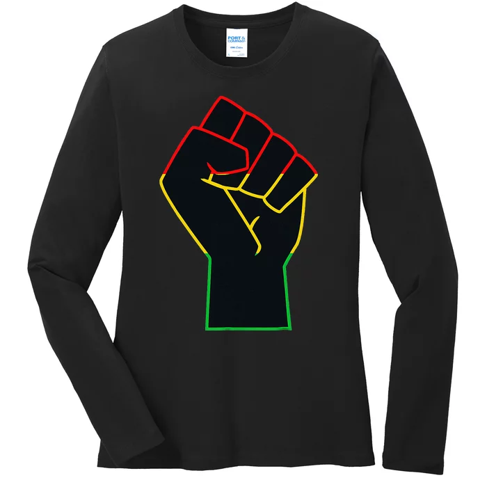 Juneteenth Celebrates Black African American Freedom Fist Ladies Long Sleeve Shirt