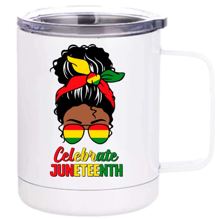 Juneteenth Celebrate Black History Indepedence Black Gift Front & Back 12oz Stainless Steel Tumbler Cup