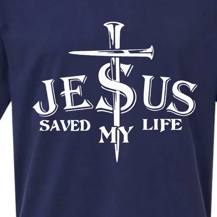 Jesus Cross Christ Saved My Life Quote Saying Christian Sueded Cloud Jersey T-Shirt