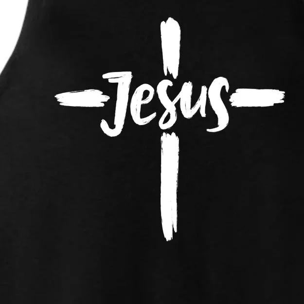 Jesus Cross Christianity Ladies Tri-Blend Wicking Tank