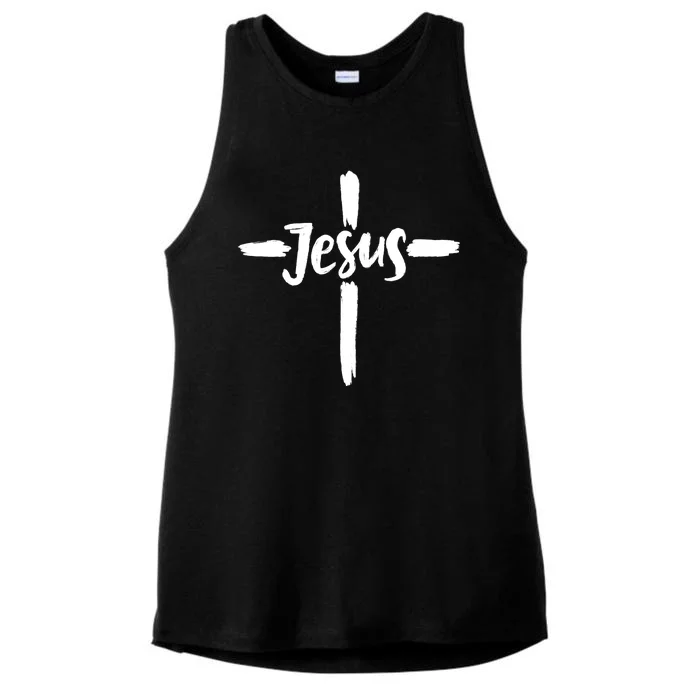 Jesus Cross Christianity Ladies Tri-Blend Wicking Tank