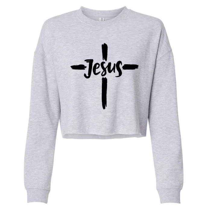 Jesus Cross Christianity Cropped Pullover Crew