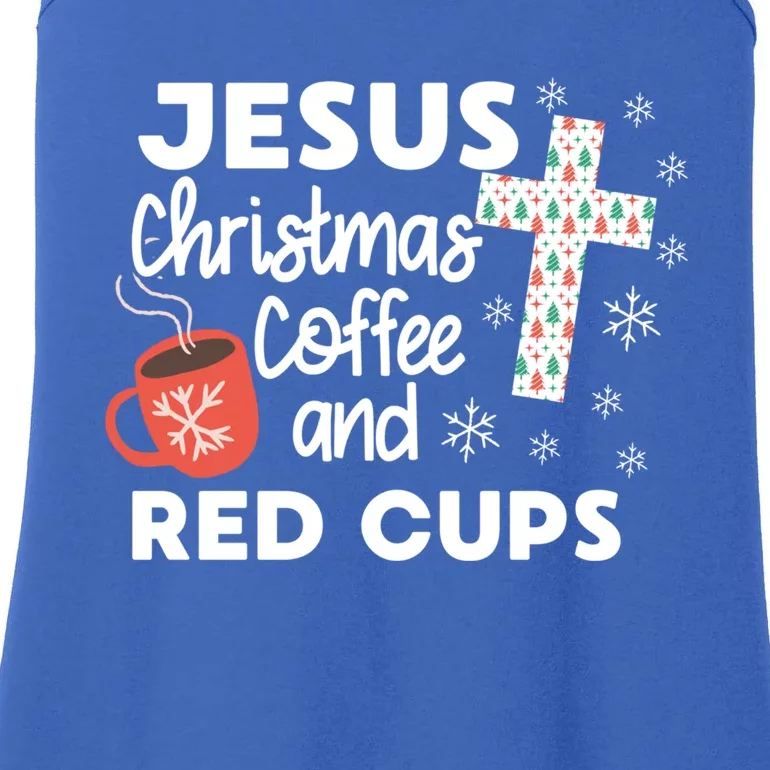 Jesus Christmas Coffee And Red Cups Christian Xmas Holiday Gift Ladies Essential Tank