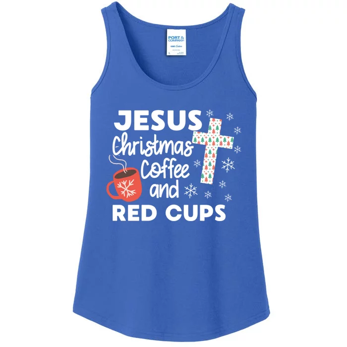 Jesus Christmas Coffee And Red Cups Christian Xmas Holiday Gift Ladies Essential Tank