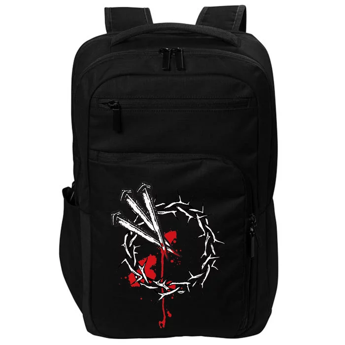 Jesus Crucifixion Crown Of Thorns With 3 Cross Nails Impact Tech Backpack