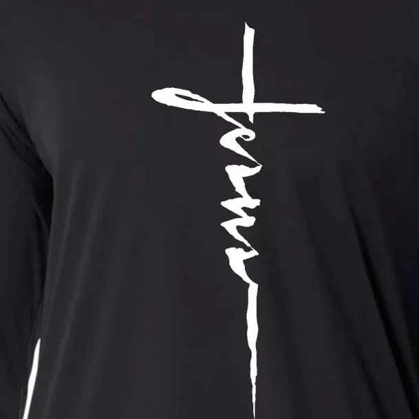 Jesus Christian Cross Art Cursive Inspiring Gift Cooling Performance Long Sleeve Crew