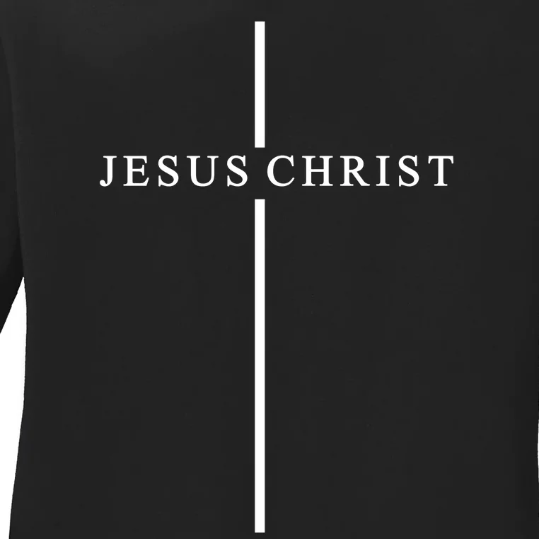 Jesus Christ Cross Christian Ladies Long Sleeve Shirt