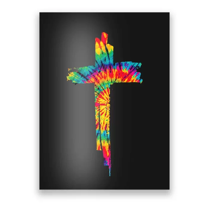 Jesus Christian Cross Tie Dye Rainbow Religious Poster