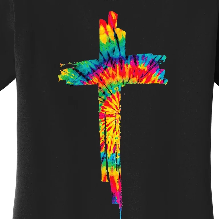 Jesus Christian Cross Tie Dye Rainbow Religious Women's T-Shirt