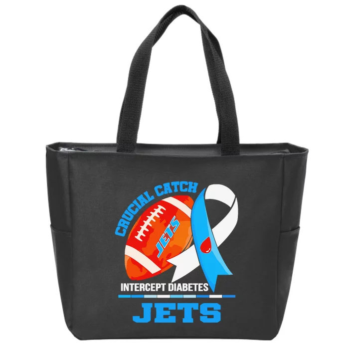 Jets Crucial Catch Intercept Diabetes Zip Tote Bag