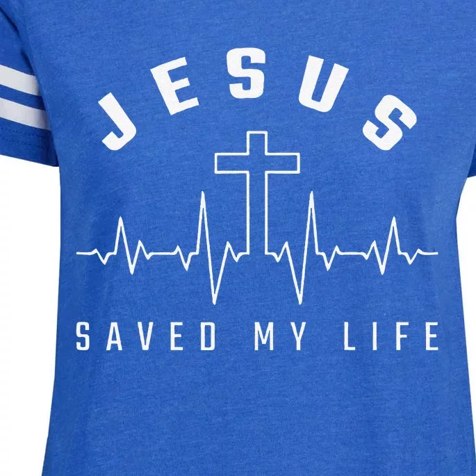 Jesus Christ Christianity Gifts Jesus Saved My Life Enza Ladies Jersey Football T-Shirt