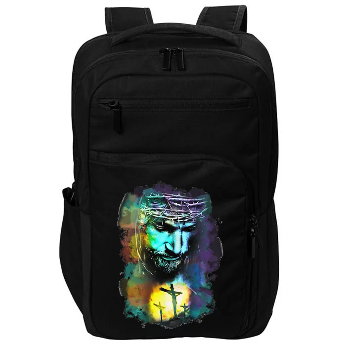 Jesus Christ Cross Religious Picture Christian Art Print Impact Tech Backpack