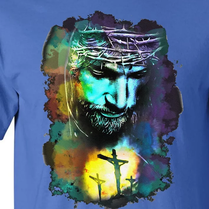 Jesus Christ Cross Religious Picture Christian Art Print Tall T-Shirt