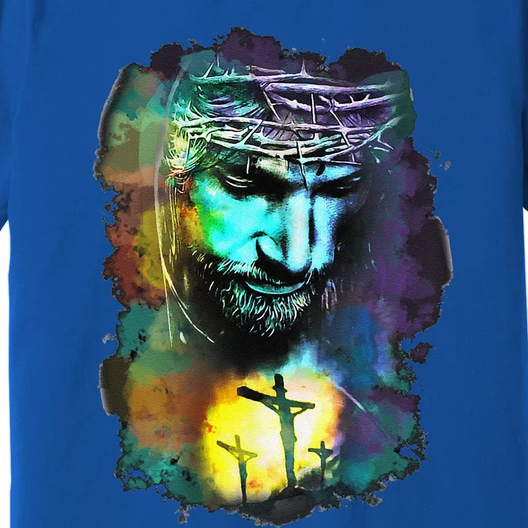 Jesus Christ Cross Religious Picture Christian Art Print Premium T-Shirt