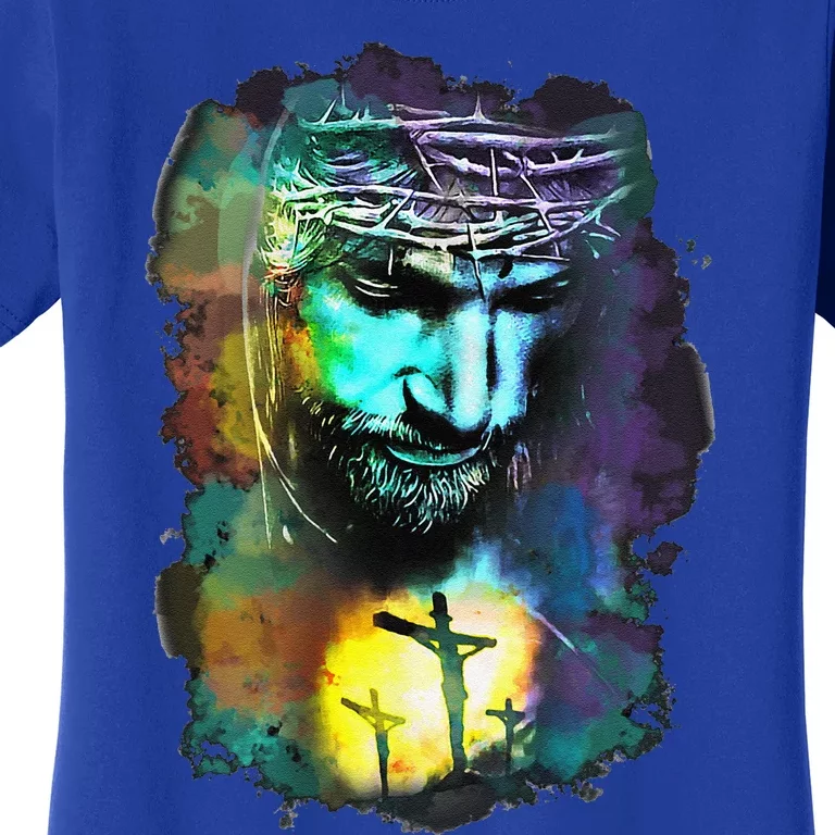 Jesus Christ Cross Religious Picture Christian Art Print Women's T-Shirt