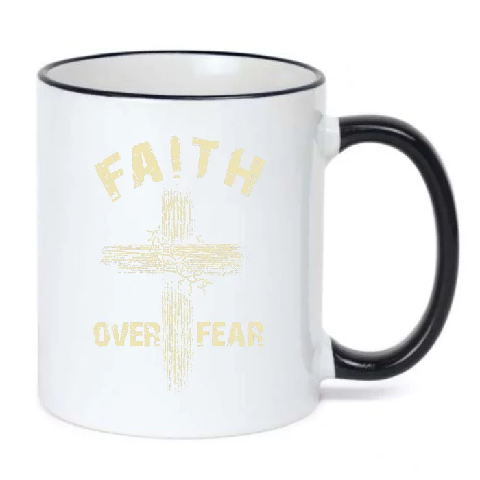 Jesus Christ Cross Faith Over Fear Black Color Changing Mug