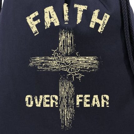 Jesus Christ Cross Faith Over Fear Drawstring Bag