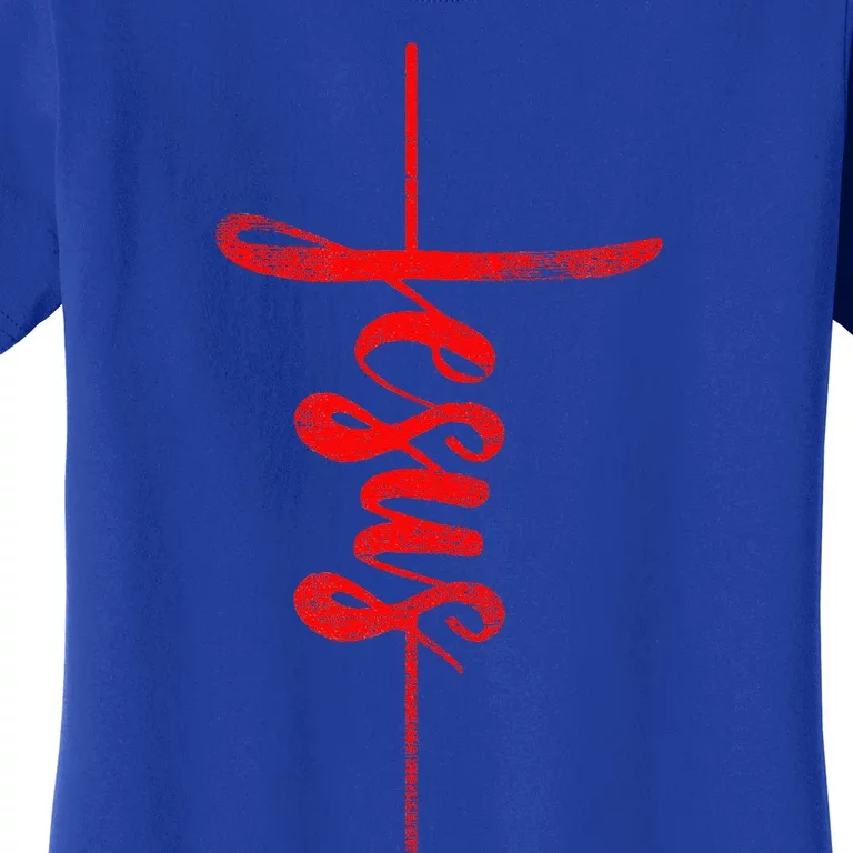 Jesus Christian Cross Art Cursive Inspiring Gift Gift Women's T-Shirt