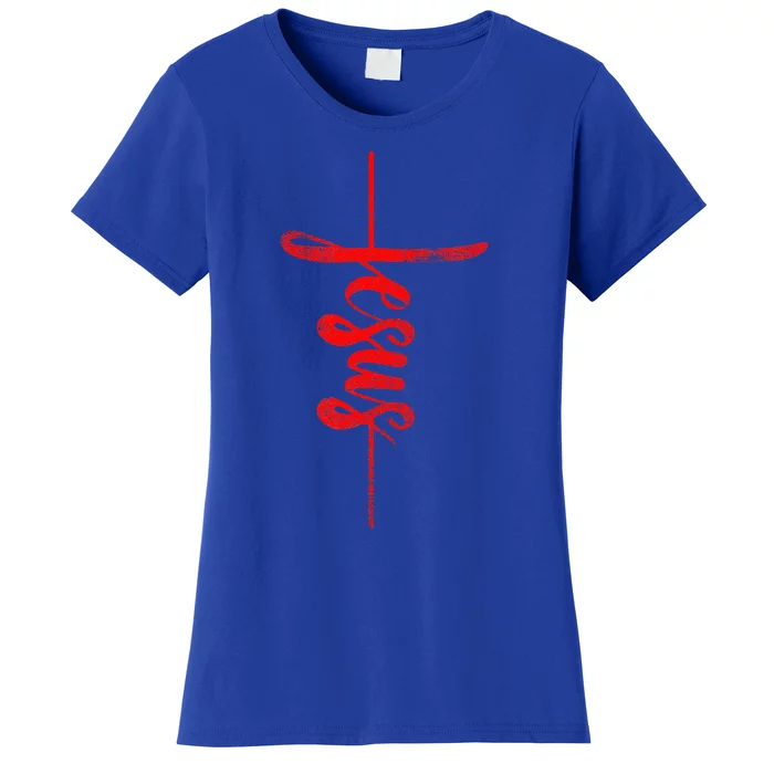 Jesus Christian Cross Art Cursive Inspiring Gift Gift Women's T-Shirt