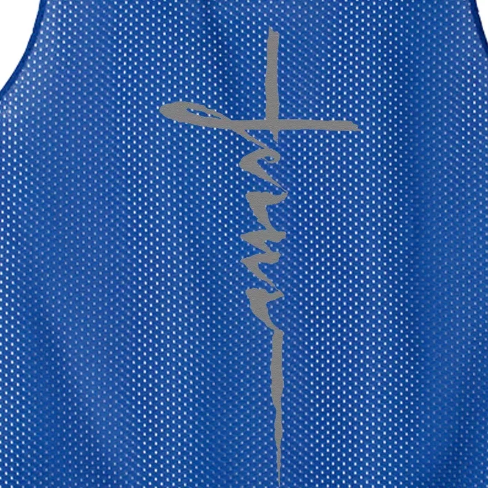 Jesus Christian Cross Art Cursive Inspiring Gift Mesh Reversible Basketball Jersey Tank