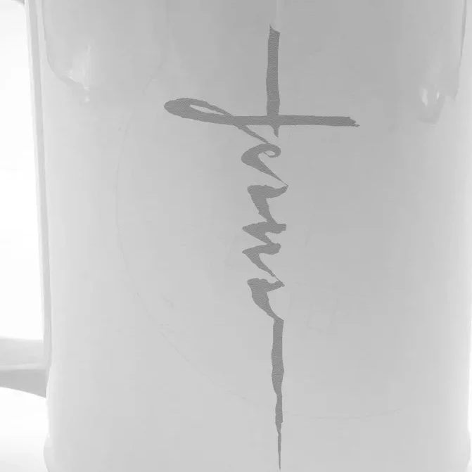 Jesus Christian Cross Art Cursive Inspiring Gift Front & Back Beer Stein